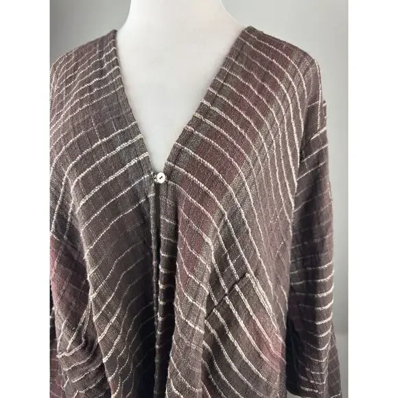 Yasuko Kurisaka Art to Wear Lagenlook Handwoven Brown Button Jacket Cardigan O/S - Picture 4 of 16